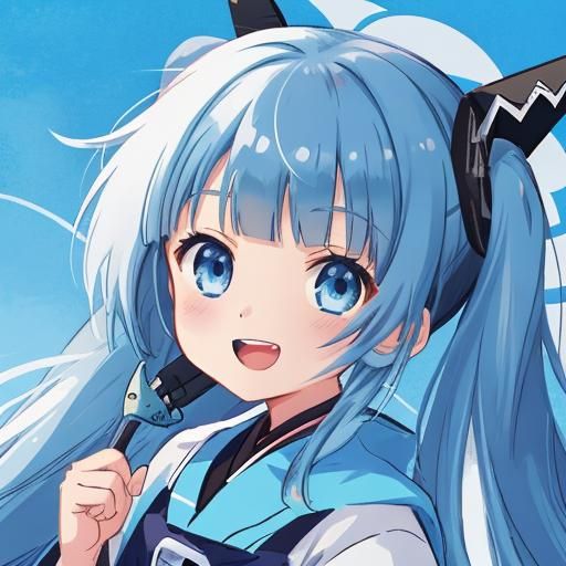 Anime Girl Gawr Gura in Mechwarrior Gear