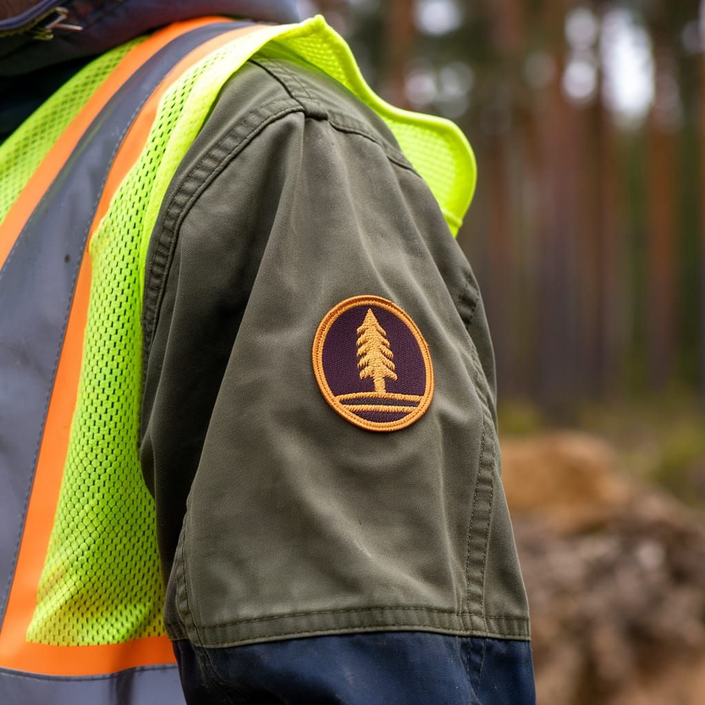 Jacket Patch with Tree Design in Forest Setting