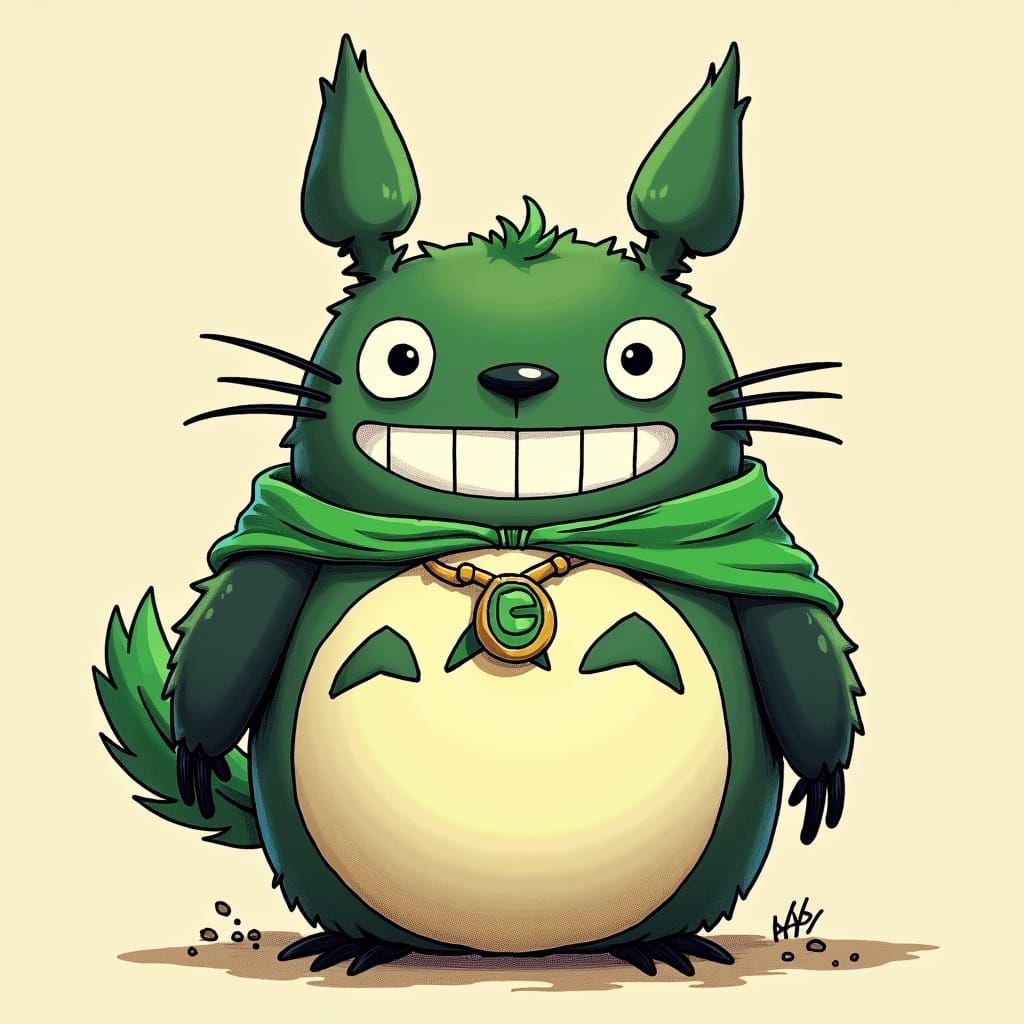 Totoro as Green Lantern in Comic Style