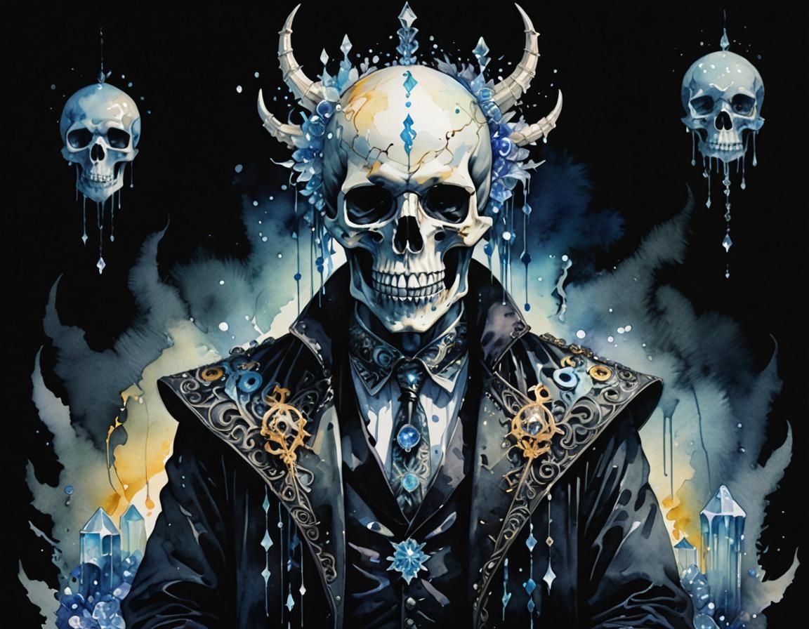 Mysterious Figures in Watercolour with Glowing Runes