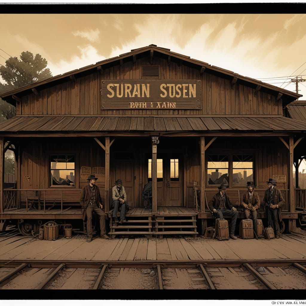 Steampunk Train Station in American Wild West