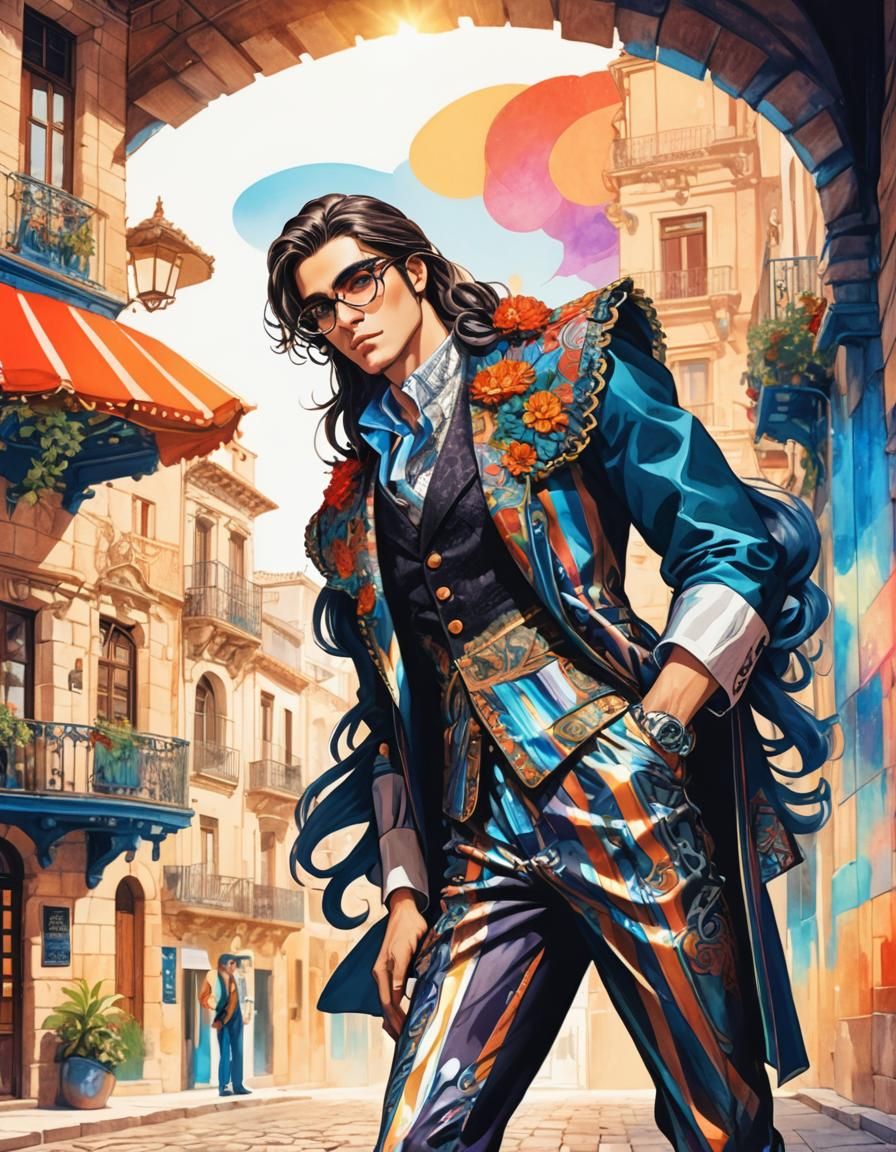 Spanish Art Nouveau Manga Model in Old Town