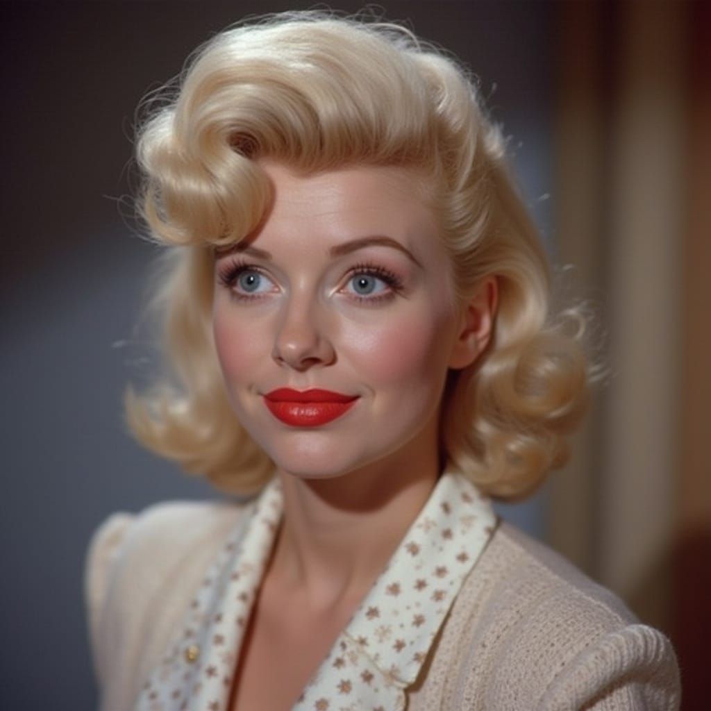 Vibrant Close-Up of Classic Hollywood Actress in Iconic 1940...