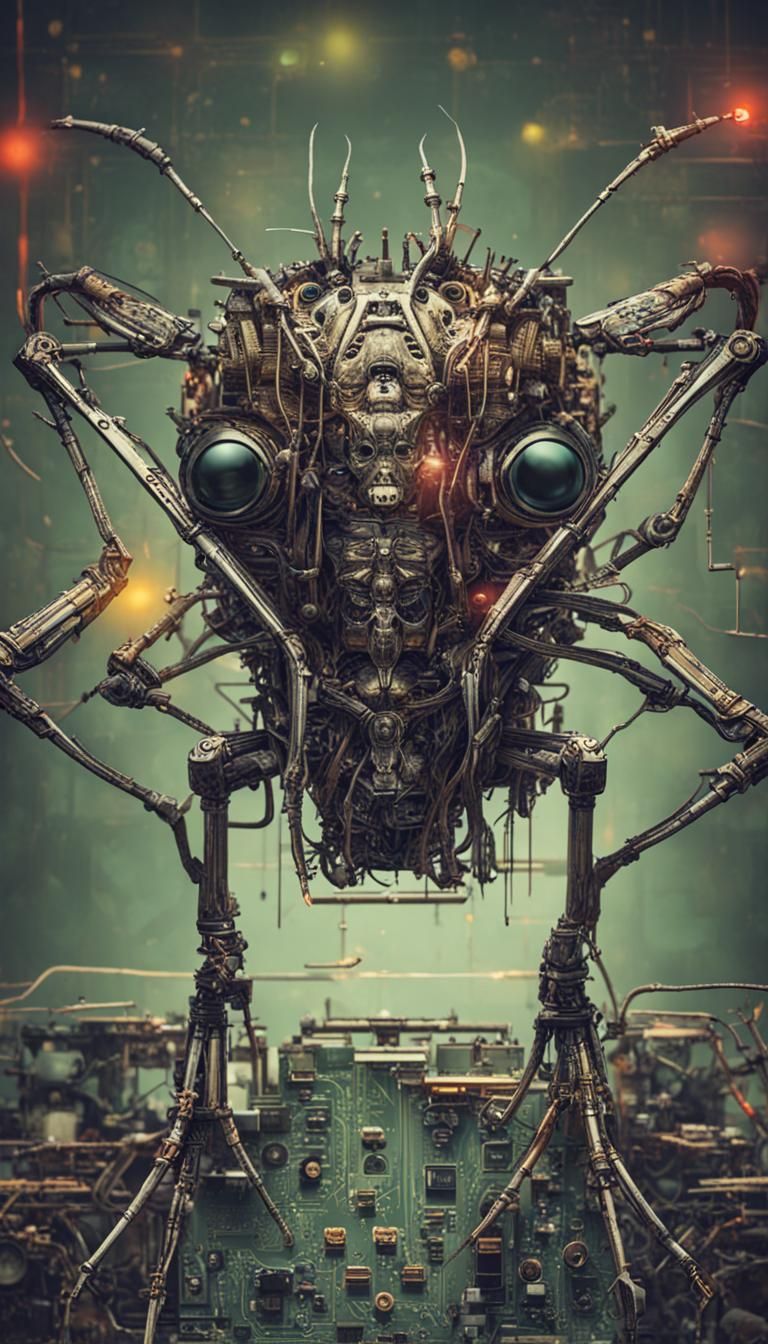 Colorful and Detailed Computer Bug Illustration