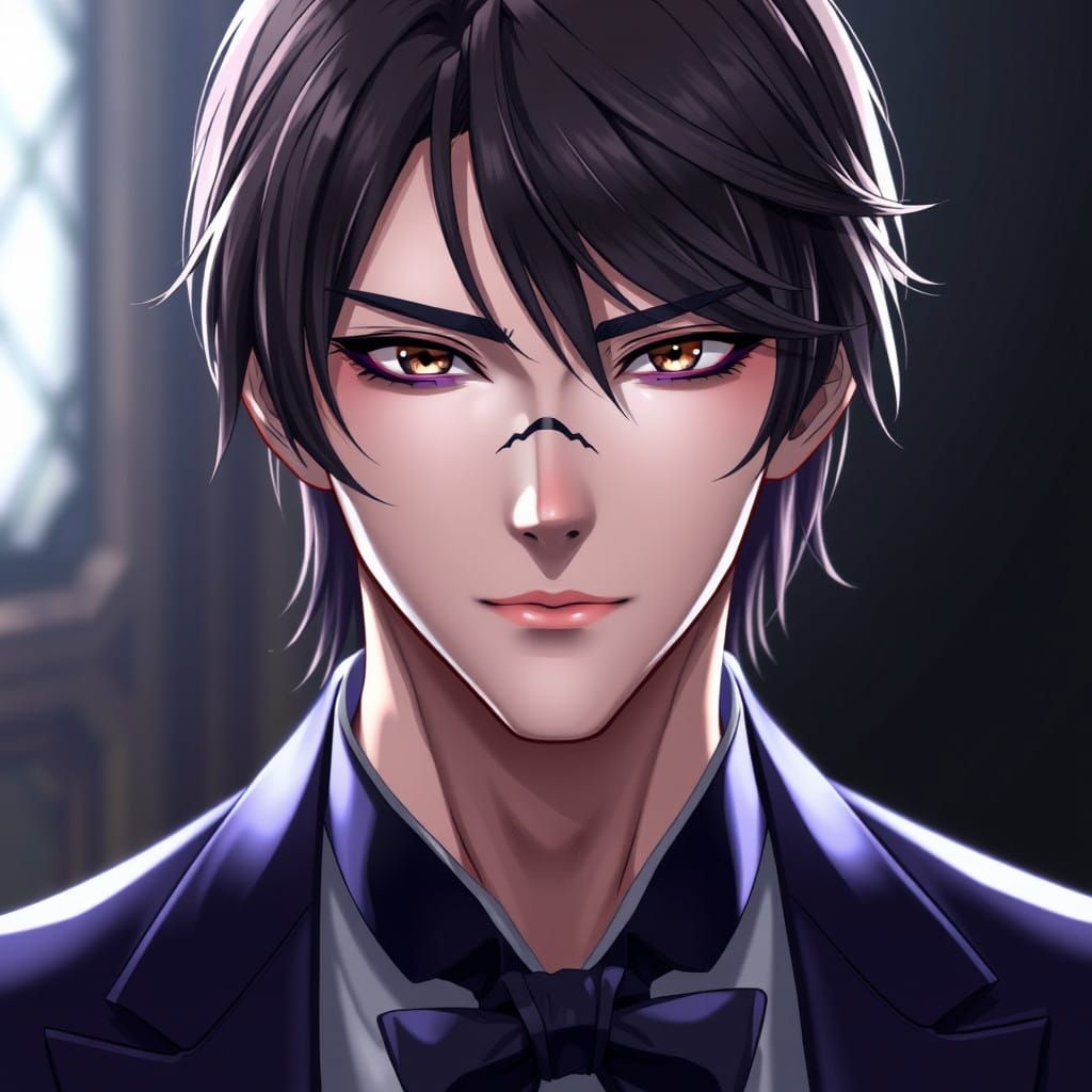 Dashing Anime-Inspired Gentleman in Elegant Attire