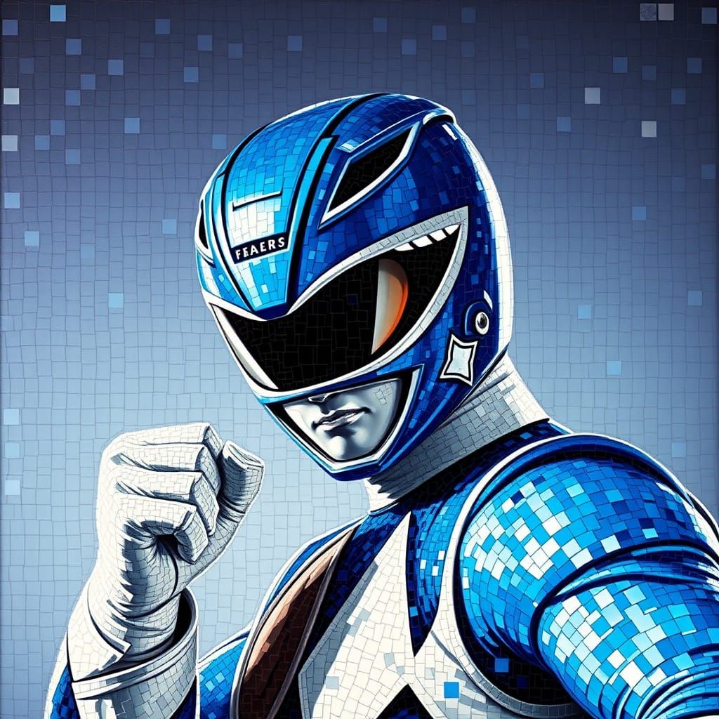 Blue Power Ranger Mosaic Art