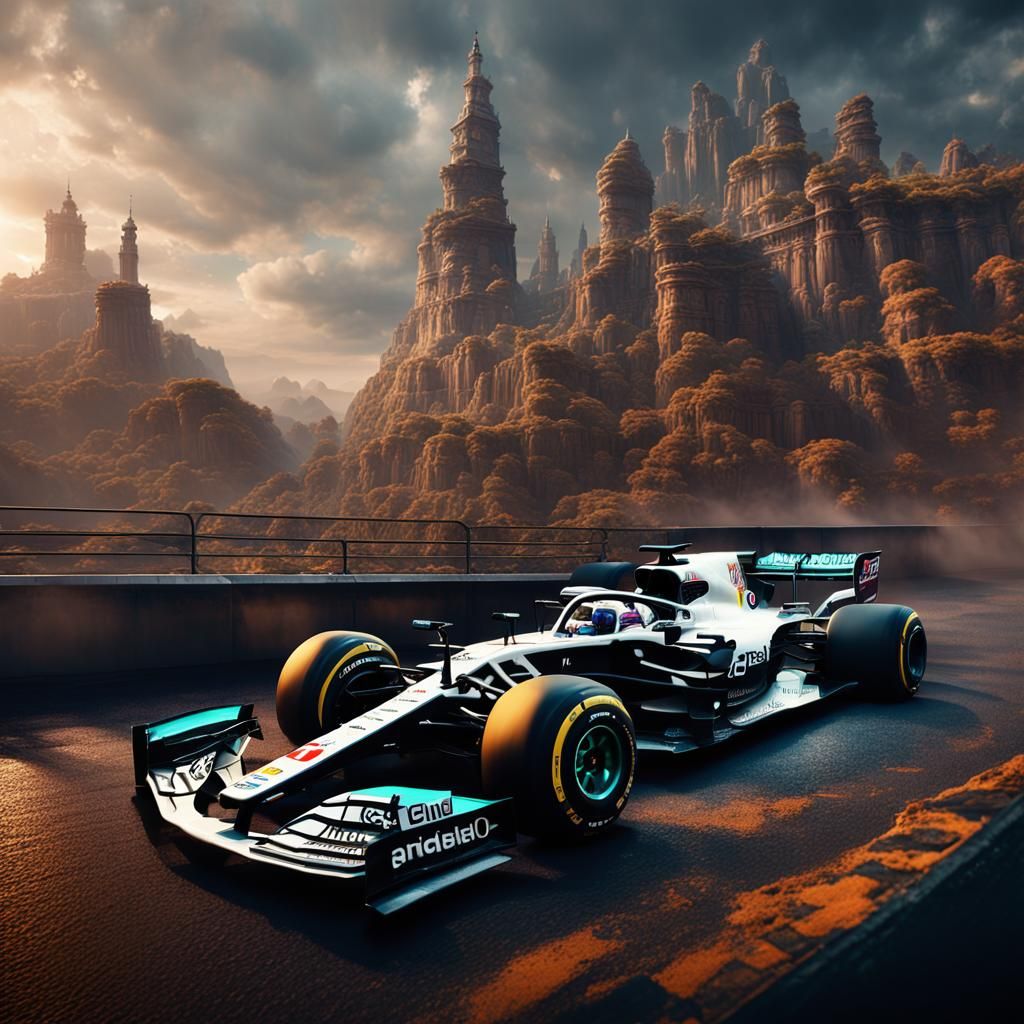 Lewis Hamilton: Detailed Matte Painting in Deep Color