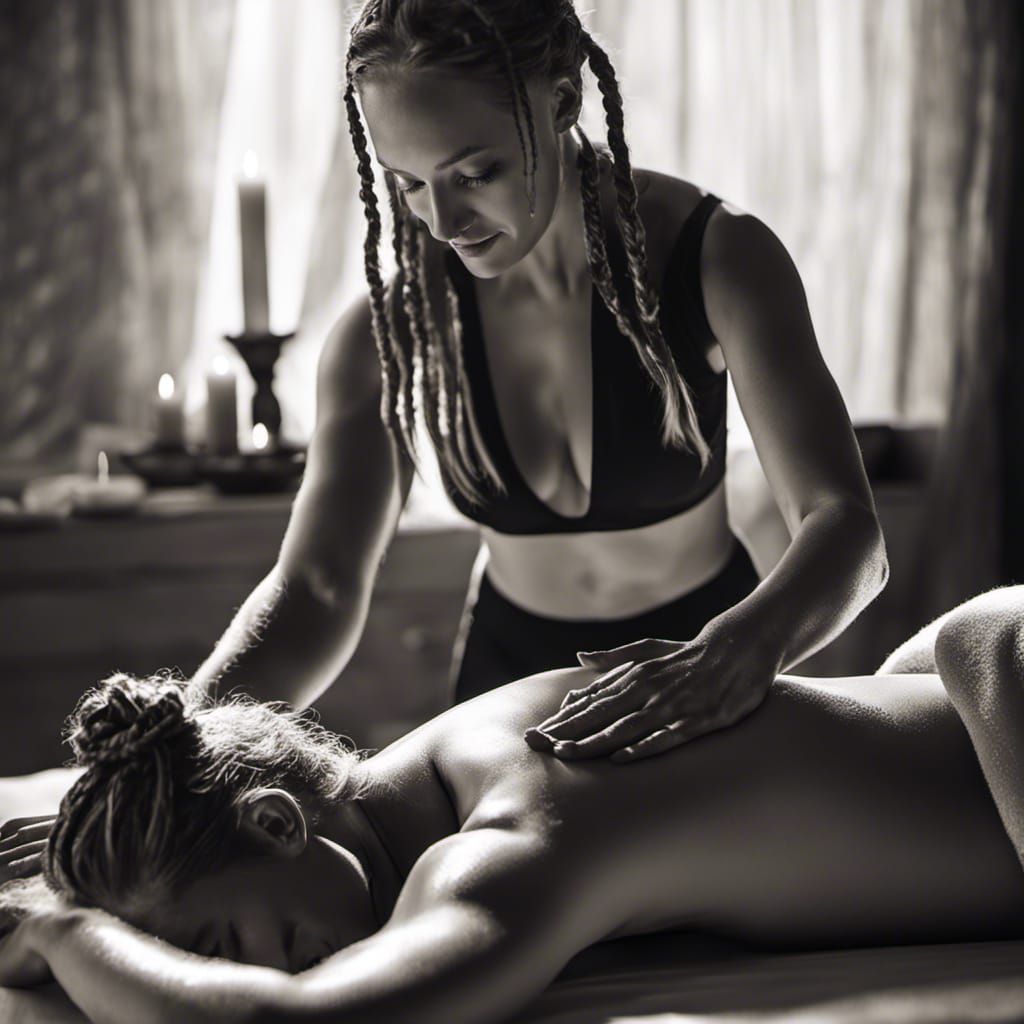 Monochromatic Tantric Massage Photo with Realistic Texture