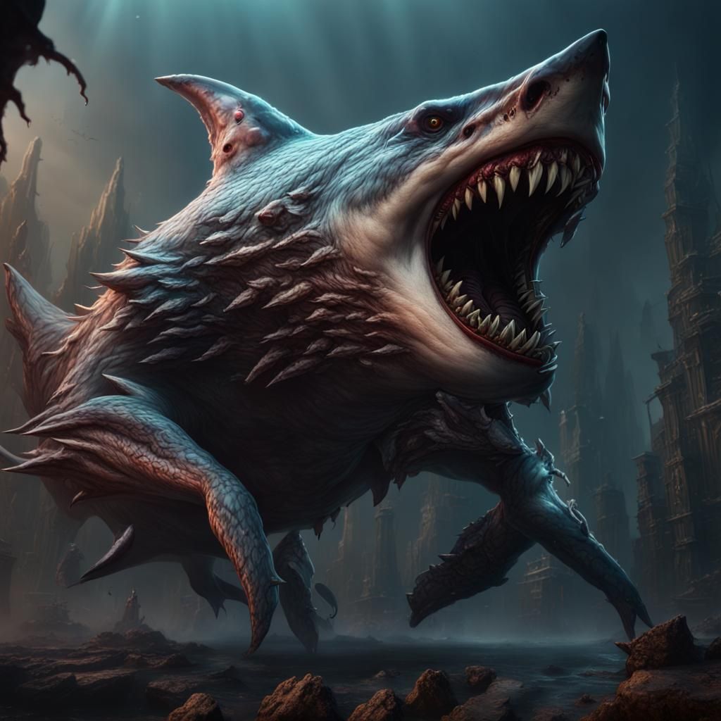Evil Shark-Wolf Monster Concept Art