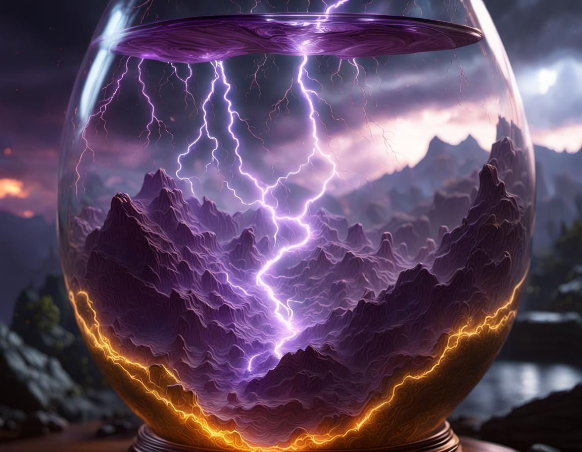 Lightning Storm in a Glass: Dark Fantasy Art