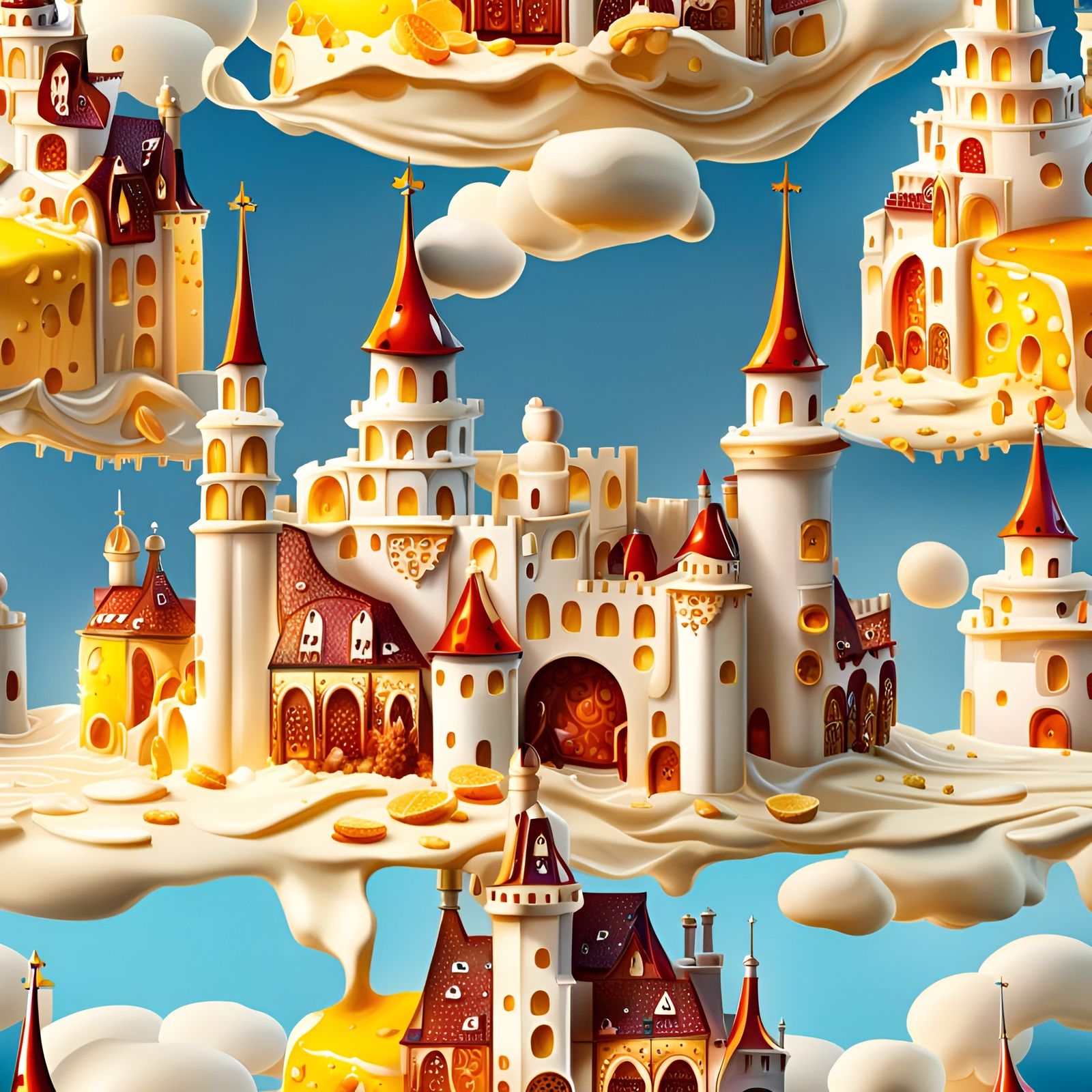 Hyperrealistic Cheese Castle Food Art