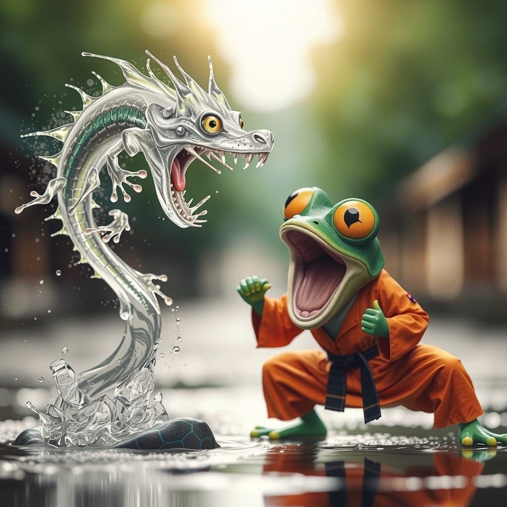 Surprised Frog and Water Dragon