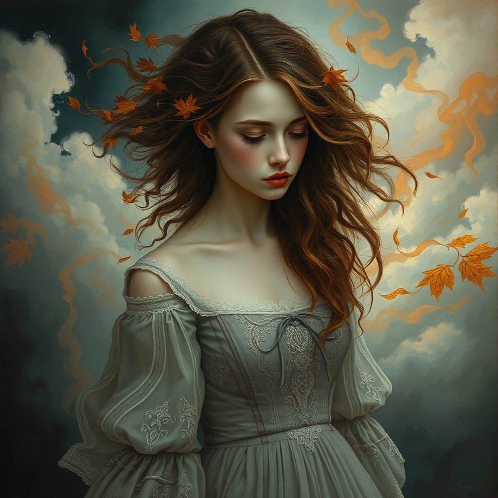 Dreamlike Surreal Scene of a Woman in Thought