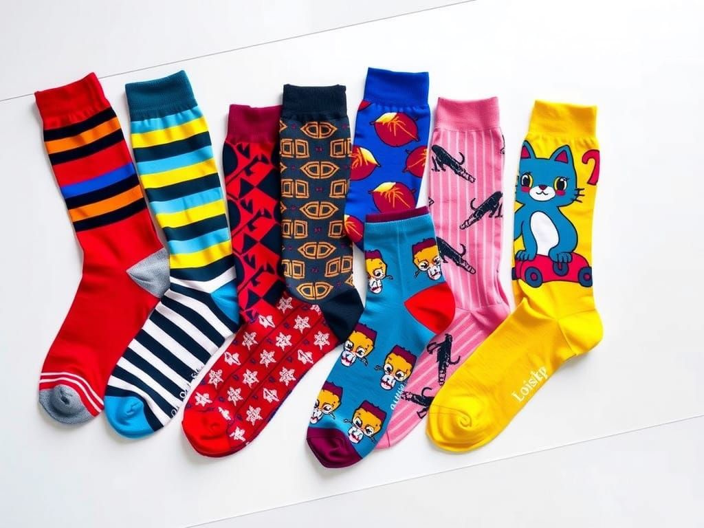 Colorful Socks with Geometric and Abstract Patterns