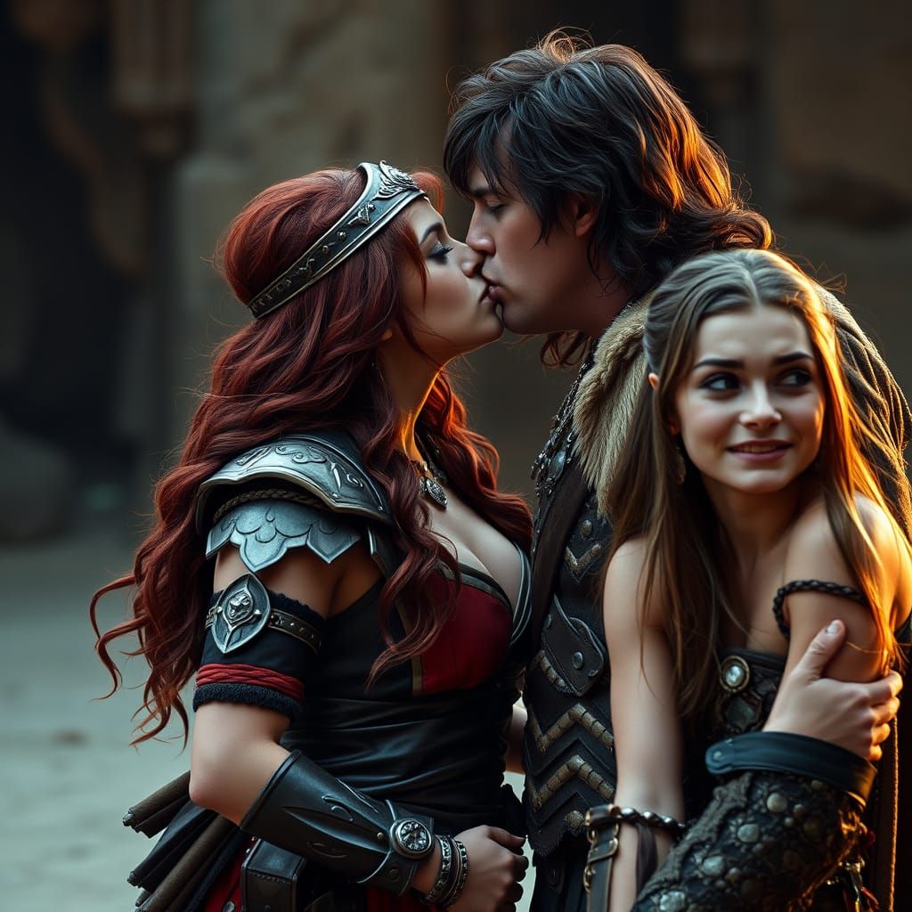 Red Sonja's Kiss: A Cinematic Film Still
