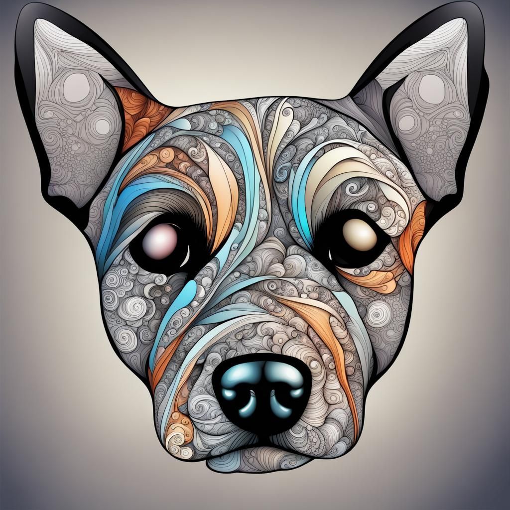 Cute Dog in Abstract Vector Fractal Style