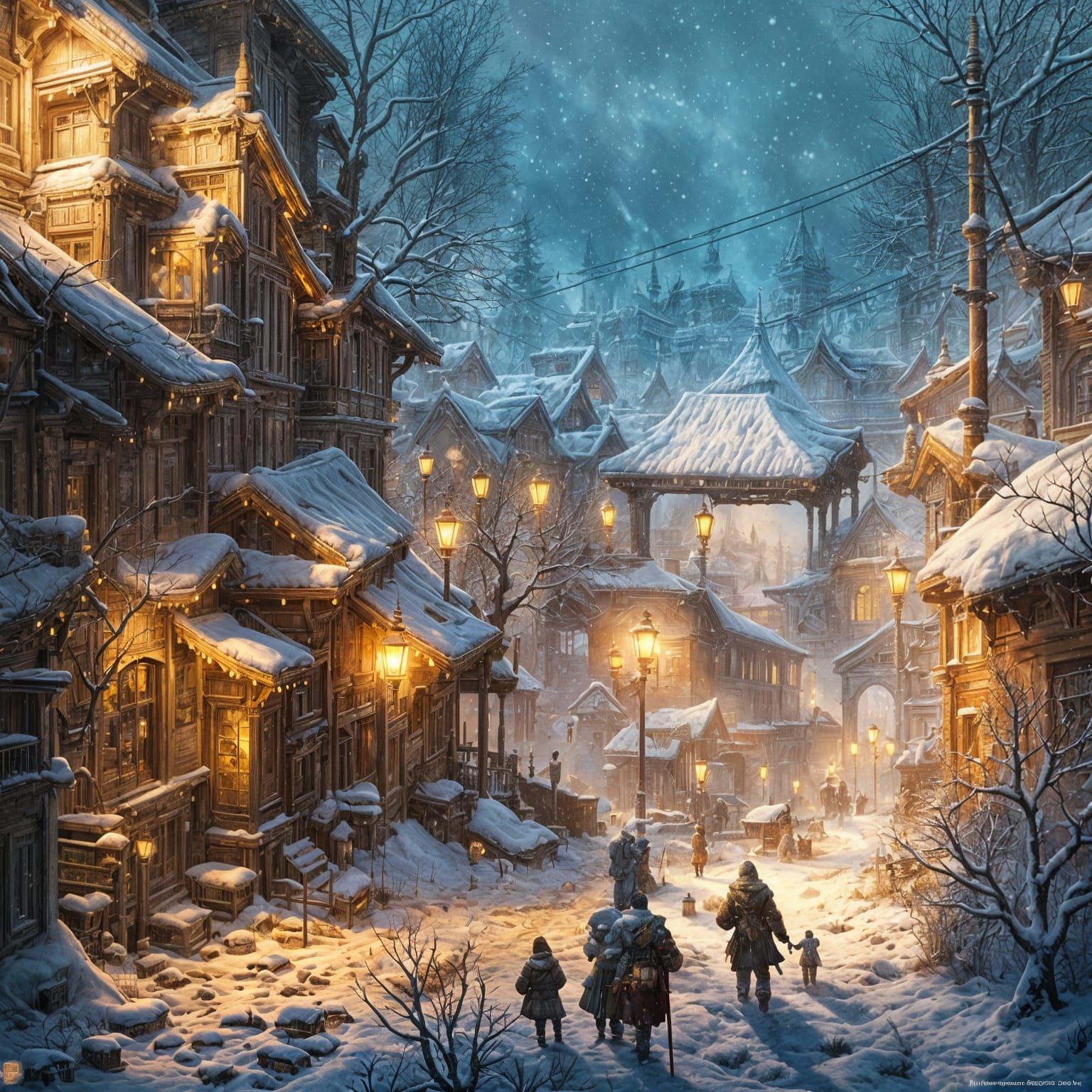 Vibrant Winter Town Basks in Radiant Sunlight