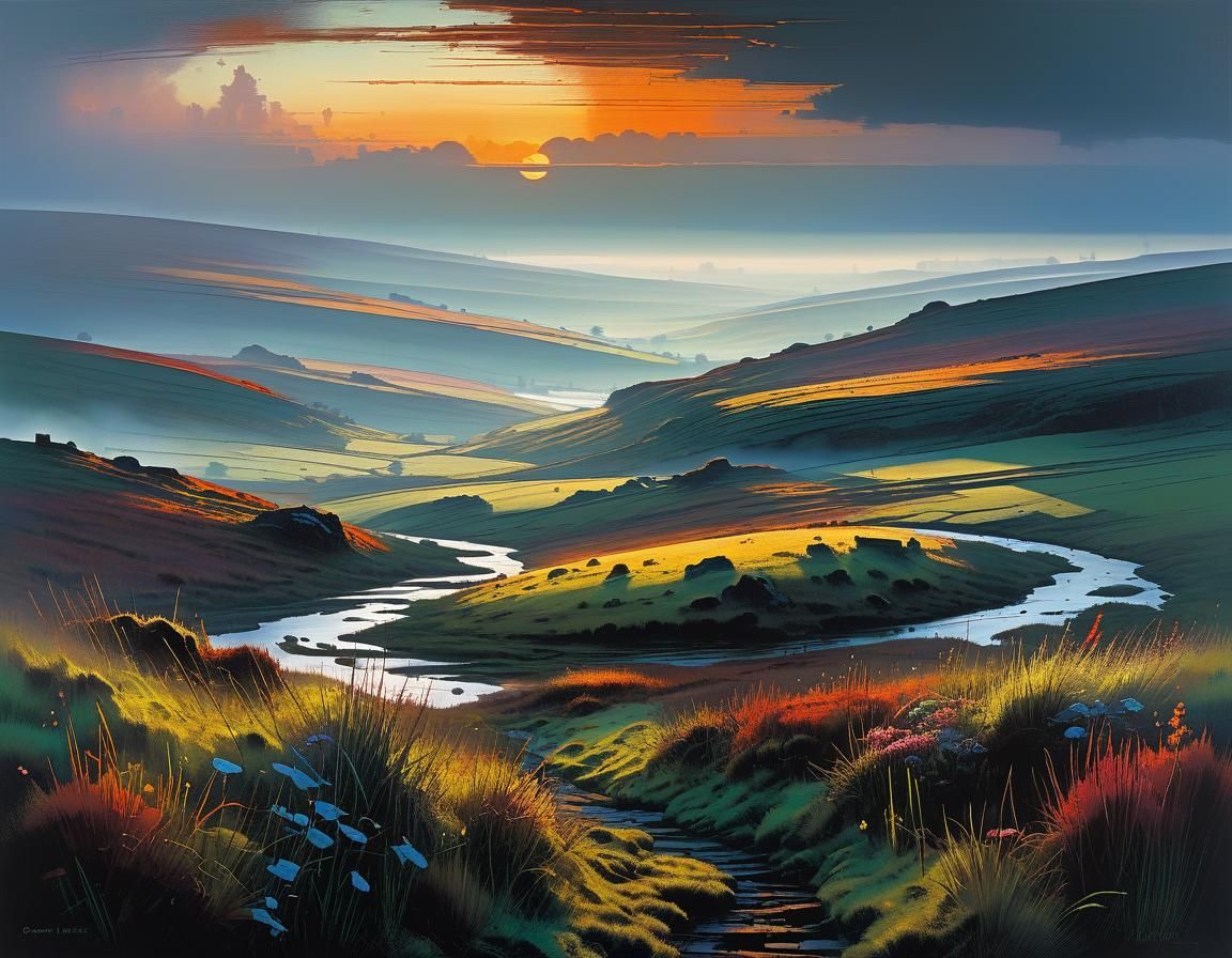 Ethereal Moorland Landscape in Intricate Detail