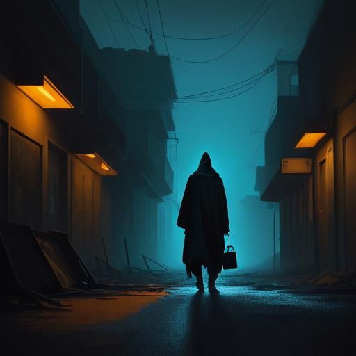 Desolate Street: A Surrealist Oil Painting