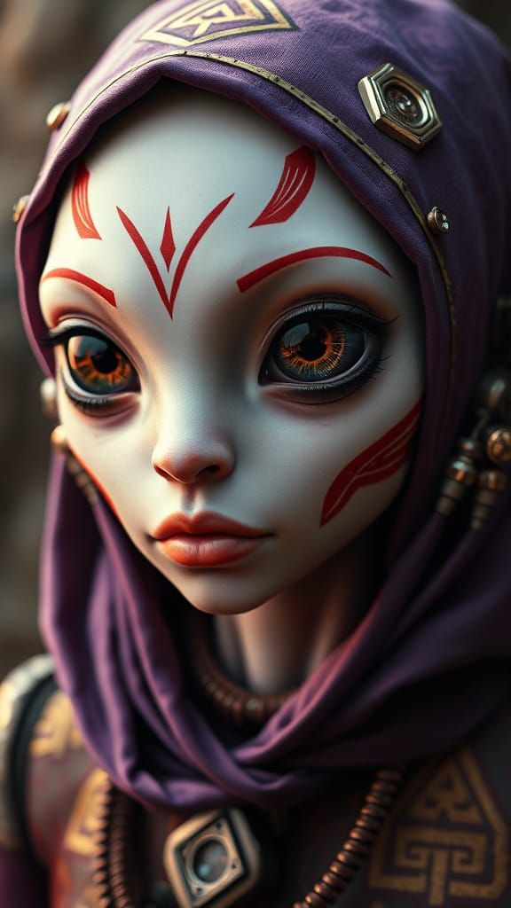 Cosmic Goddess in Kintsugi-Inspired Steampunk Attire