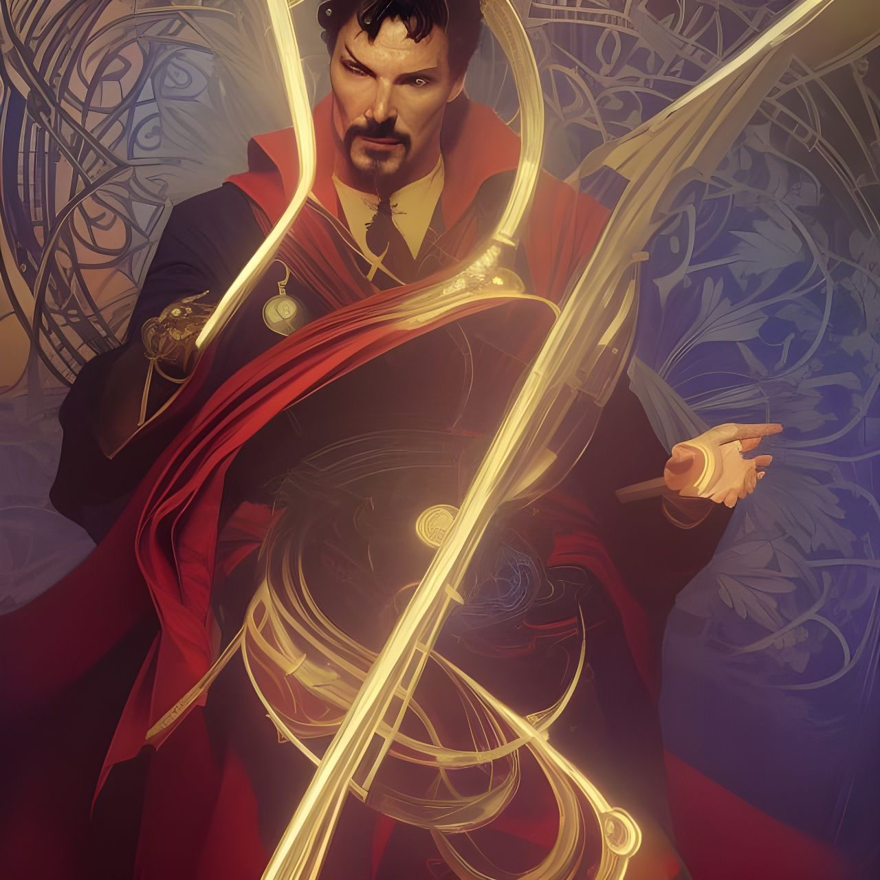 Doctor Strange Octopus Fusion: Sci-Fi Art Nouveau