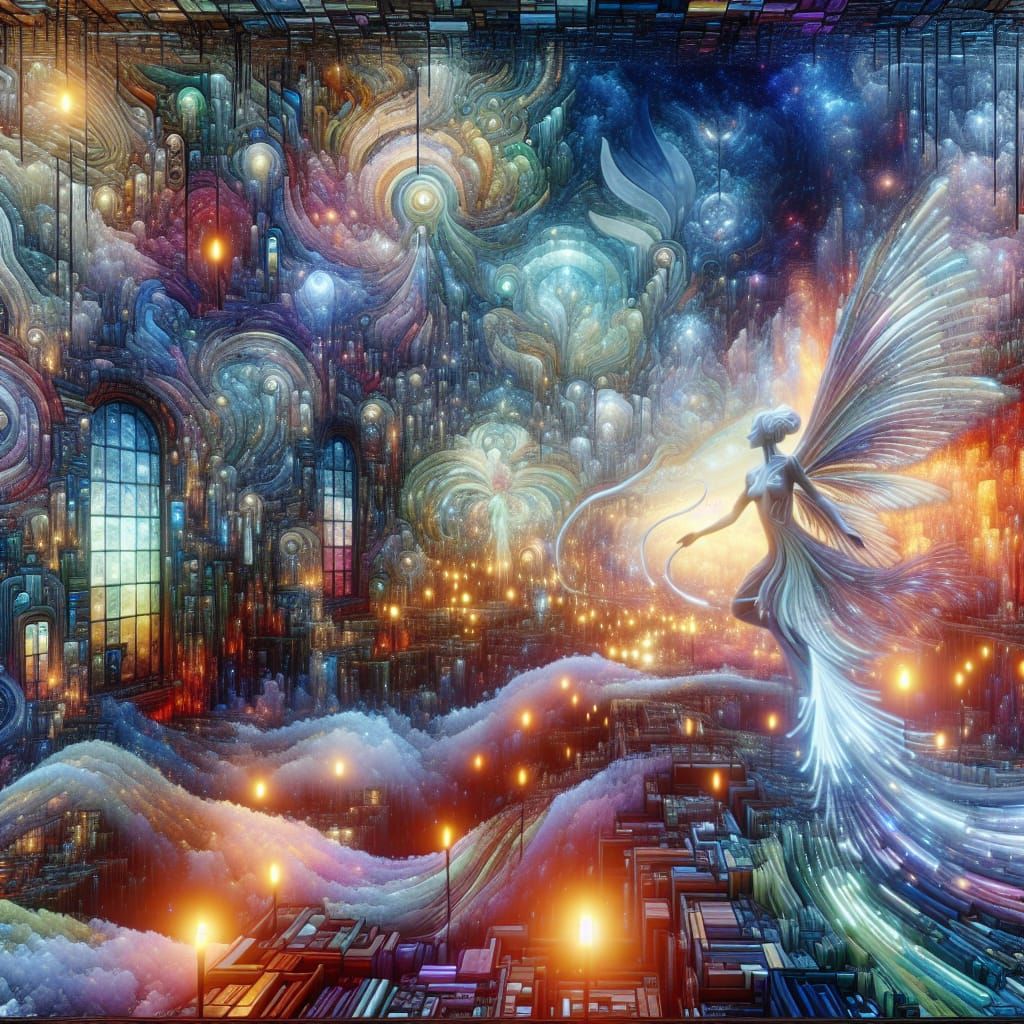 Surreal Dreamscape: Woman in a Futuristic Cityscape