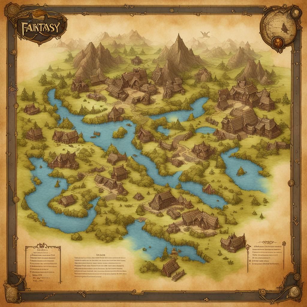 Detailed Fantasy Map of an Imaginary World