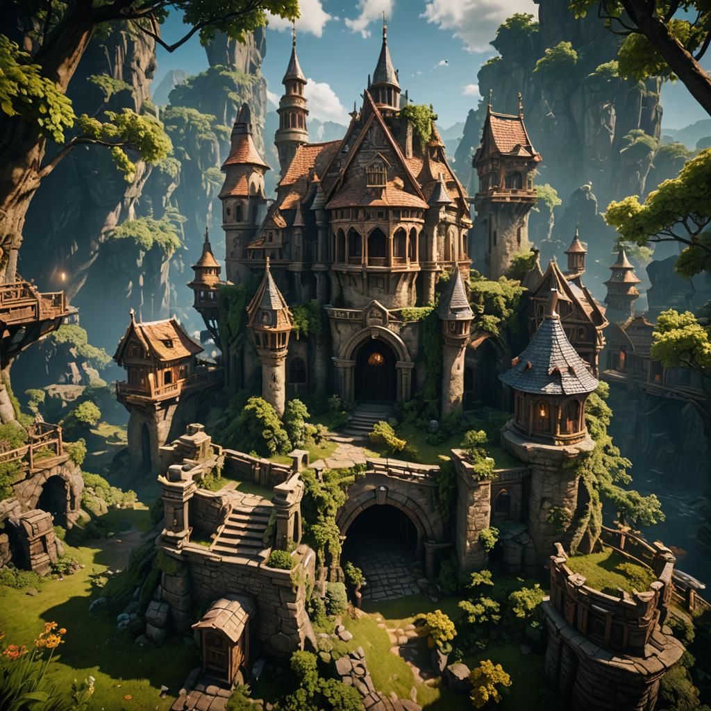 Epic Chateau Render in 3D Game Style