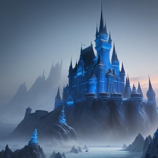 Frozen Castle in Swirling Mist: Digital Matte Painting