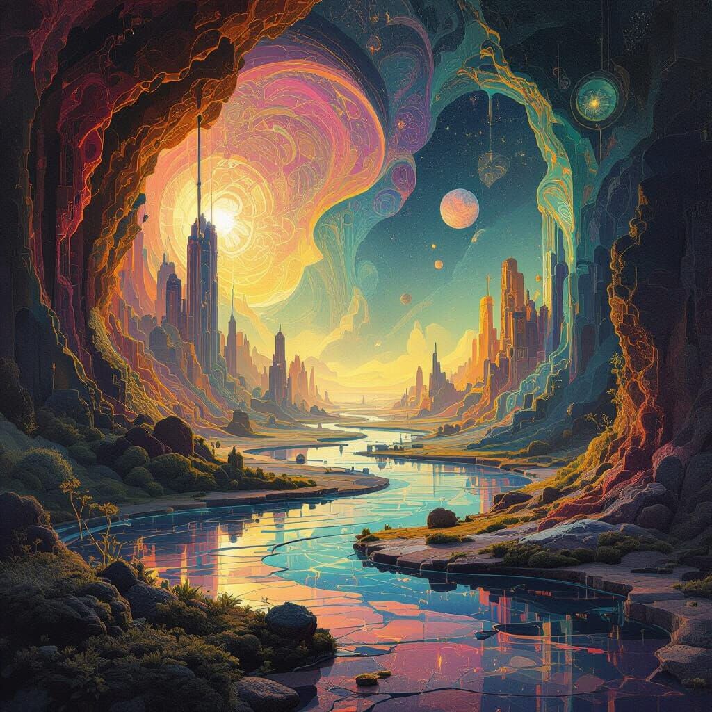 Surreal Abstract Landscape of Evolving Consciousness