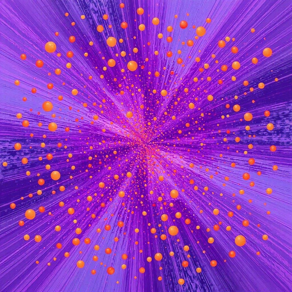 Kinetic Pointillism: Purple and Orange Art