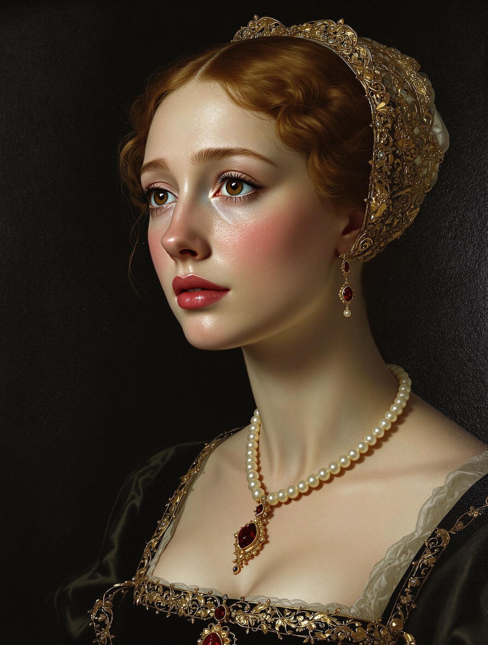 Catherine Howard's Haunting Portrait in Hyper-Realistic Styl...