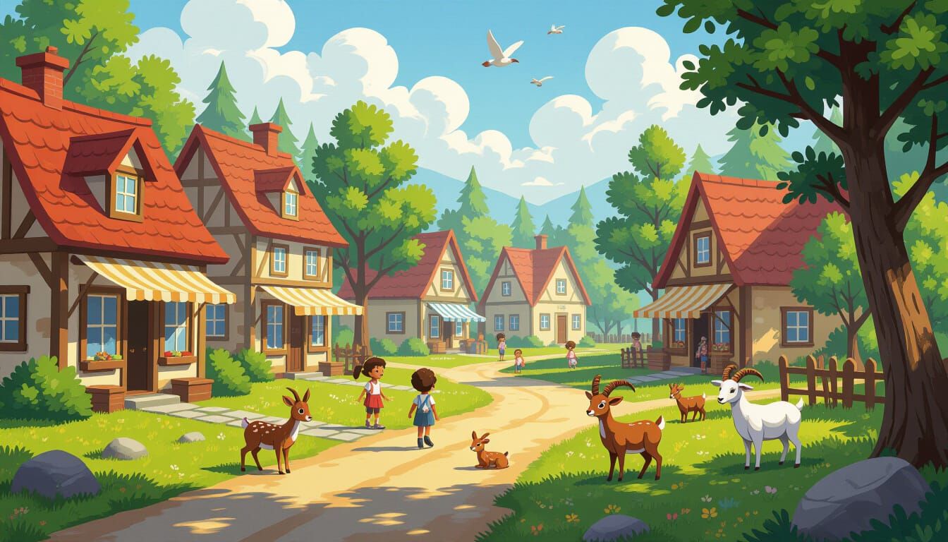 Realistic Image of a Peaceful Village Scene
