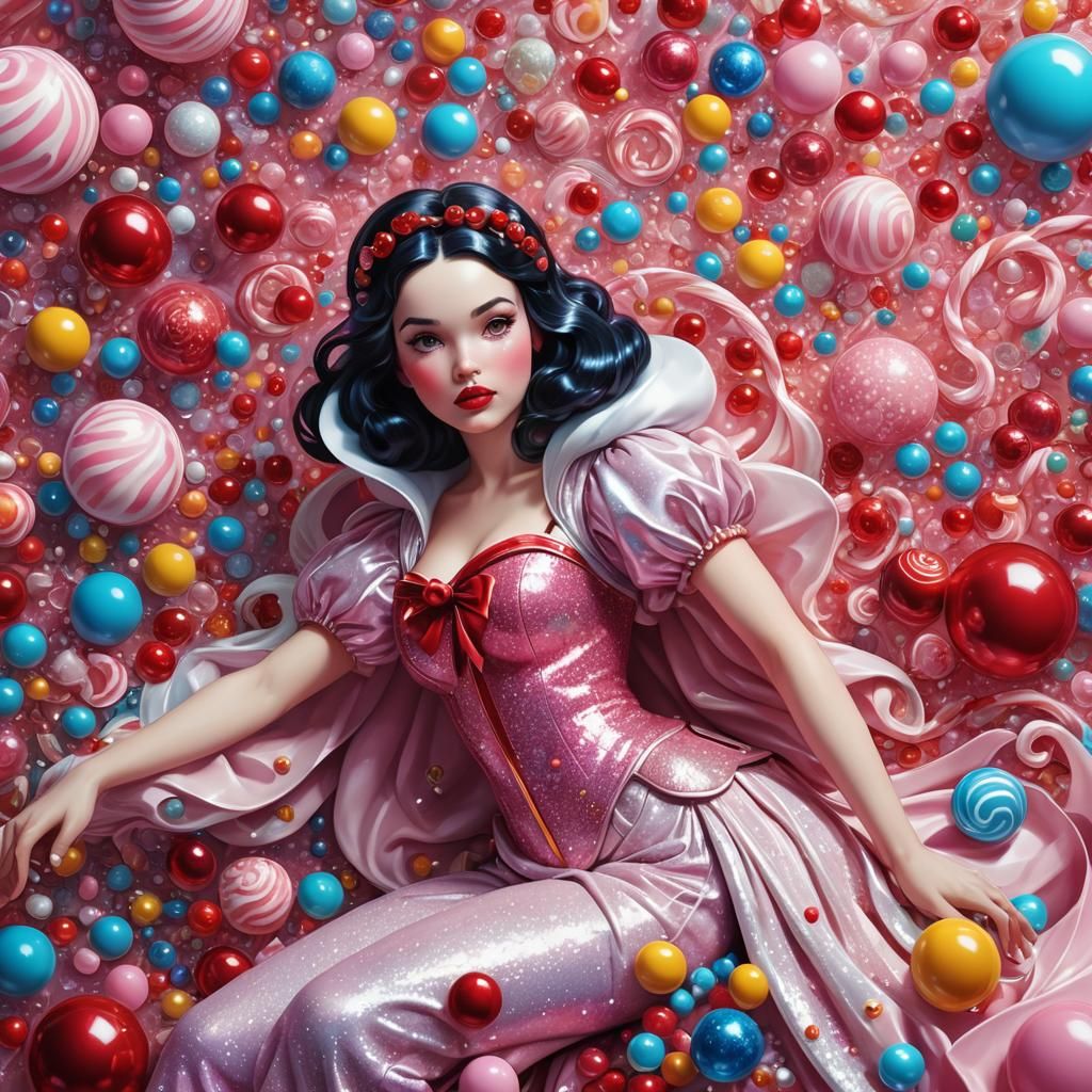 Snow White Space Mermaid in Candy Art Style