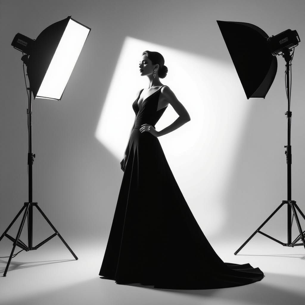 Elegant Black and White Couture Fashion Photo