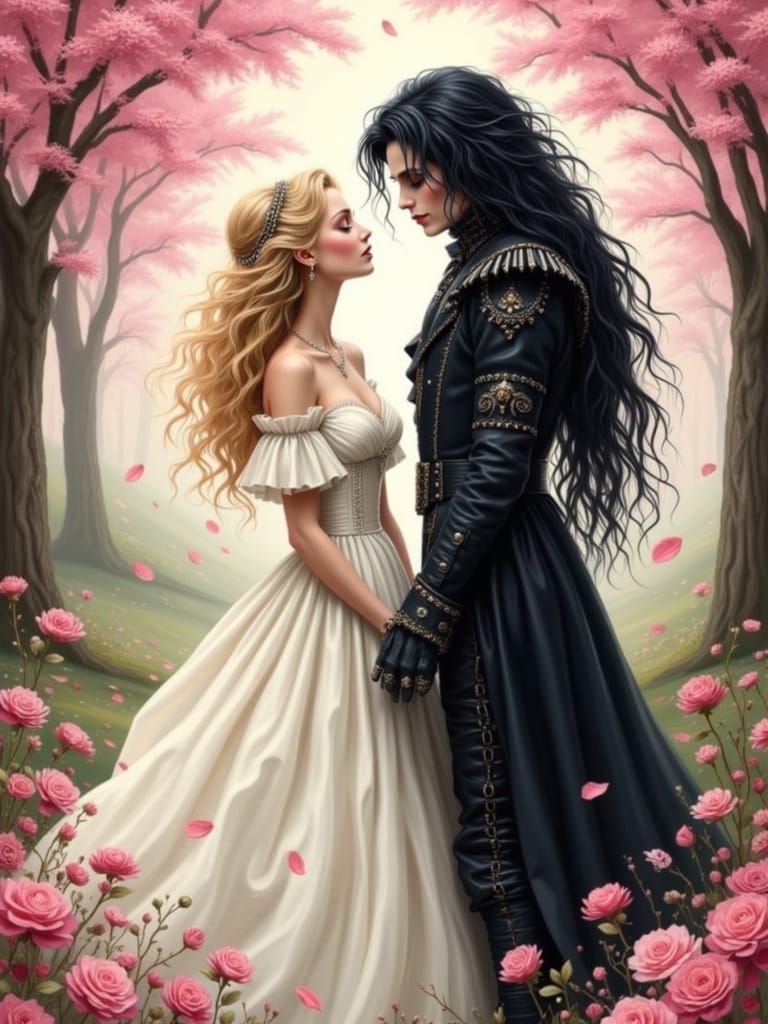 Dreamlike Garden: Burtonesque Characters in a Digital Painti...