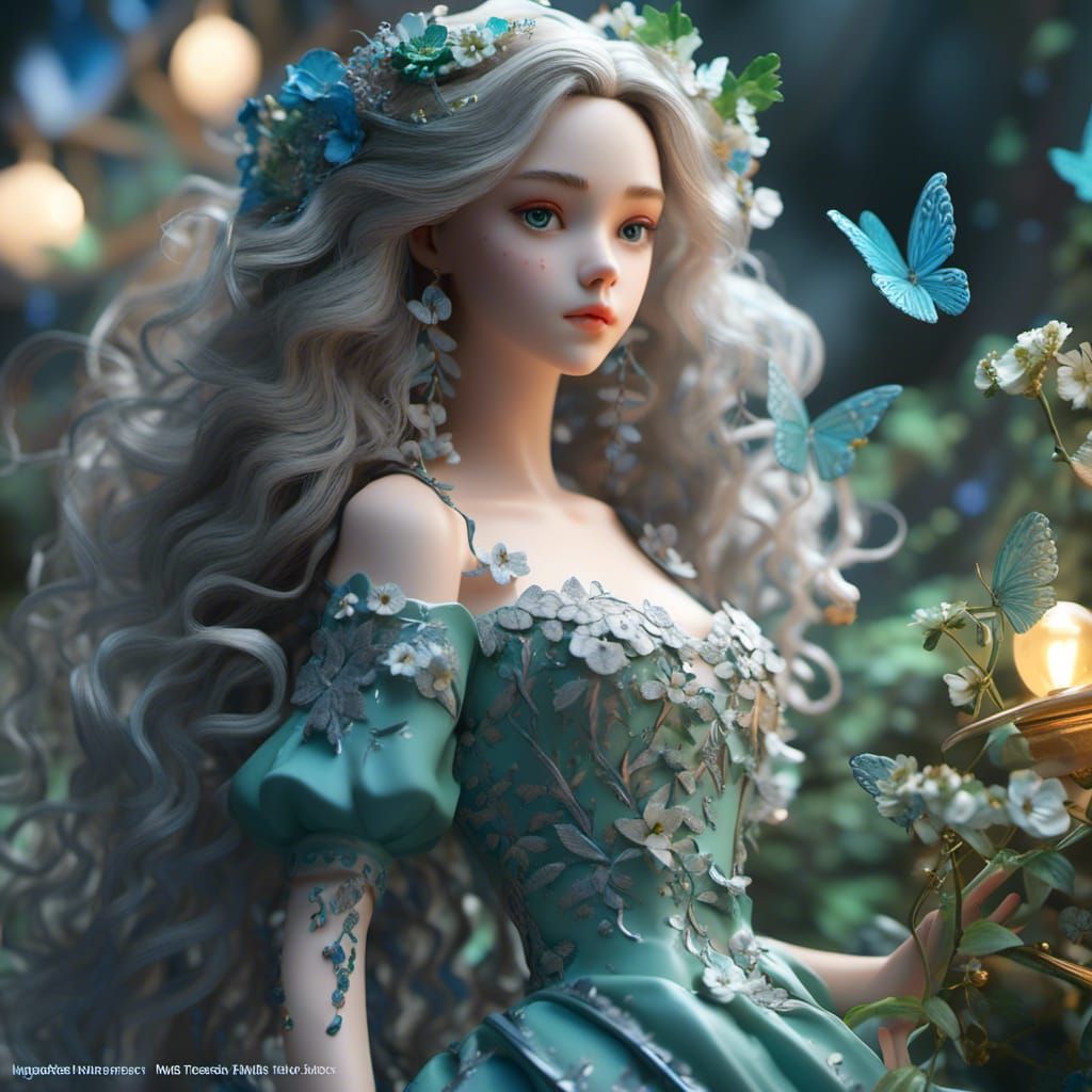 Fairy Porcelain Doll in Hyperrealistic Style