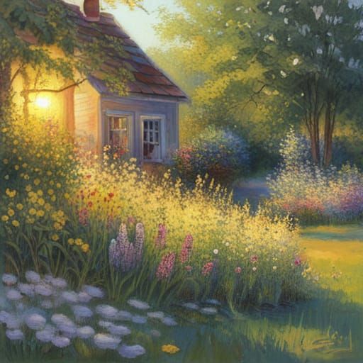 Peaceful Spring Flowers in Pastel Sunlight