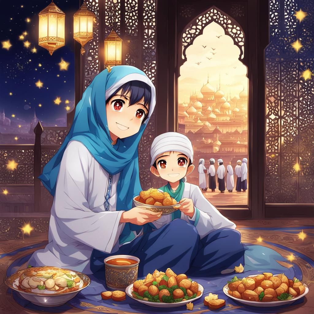 Happy Ramadan in Anime Style