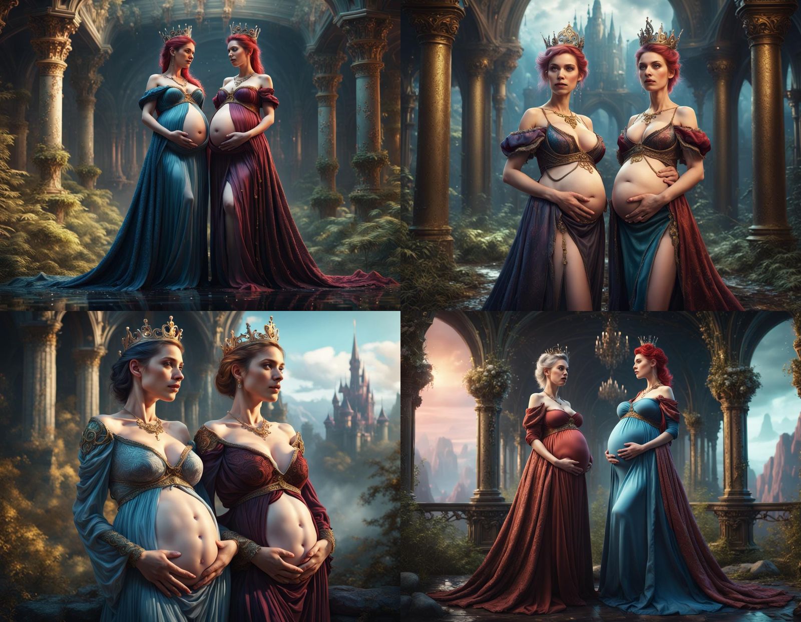 Lesbian Princess Couple Pregnant: Fantasy Concept Art