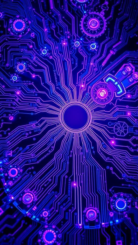 Surreal Circuit Board Fractals in Digital Art