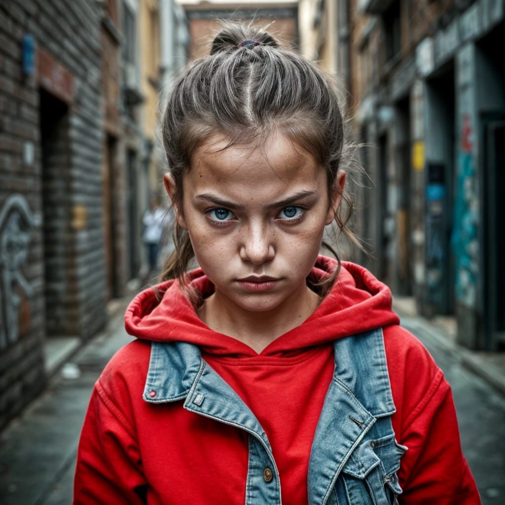 Photorealistic Portrait of a Girl in Gritty Style