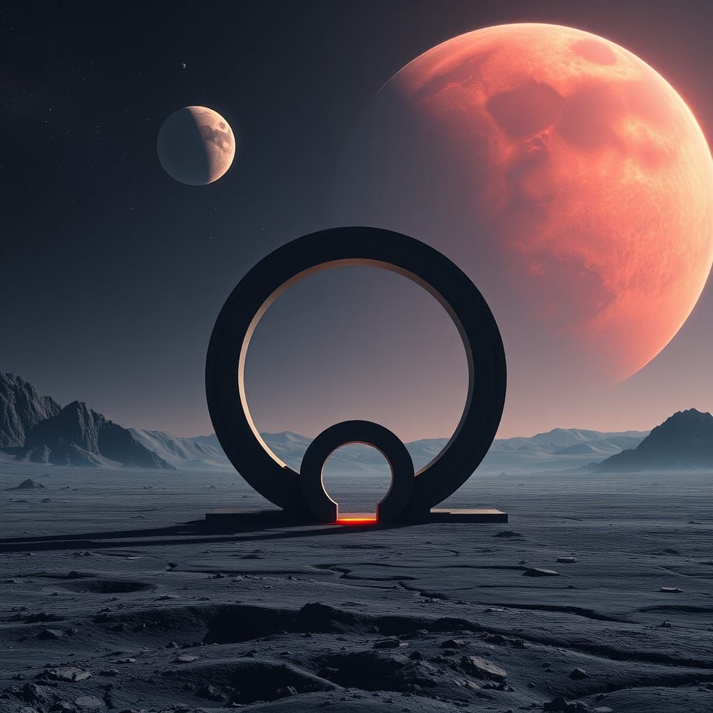 Ethereal Gateway on a Barren Moonlit World