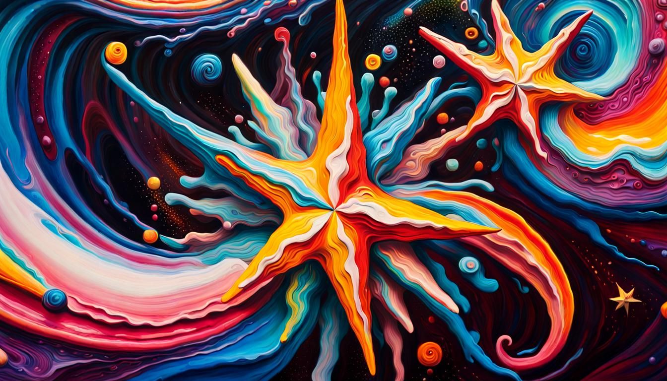 Celestial Stars in Impasto Oil Paint Style