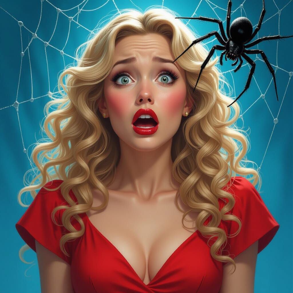 Hyperrealistic Spiderweb Nightmare with Approaching Black Wi...