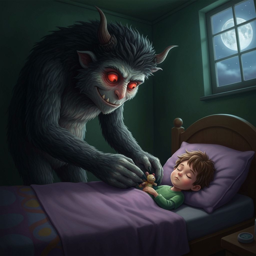 Gentle Monster Tucks Child into Bed at Night