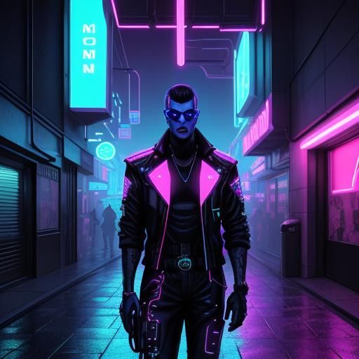 Neon Noir Portrait in Cyberpunk Retro Style