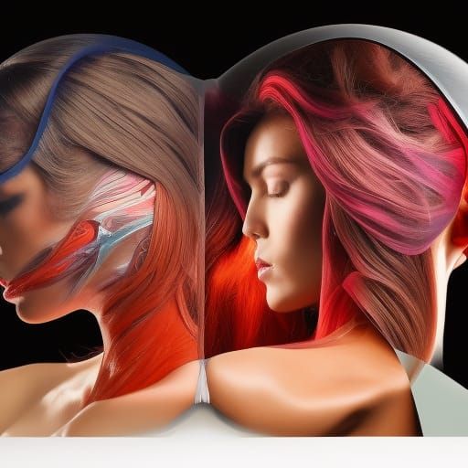 Expressive Split Face Portrait of Duality in 8K