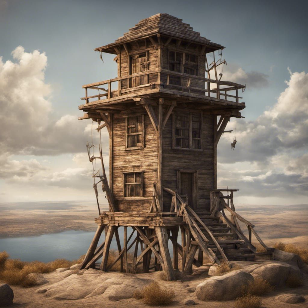 Ancient American Lookout Tower in High Detail