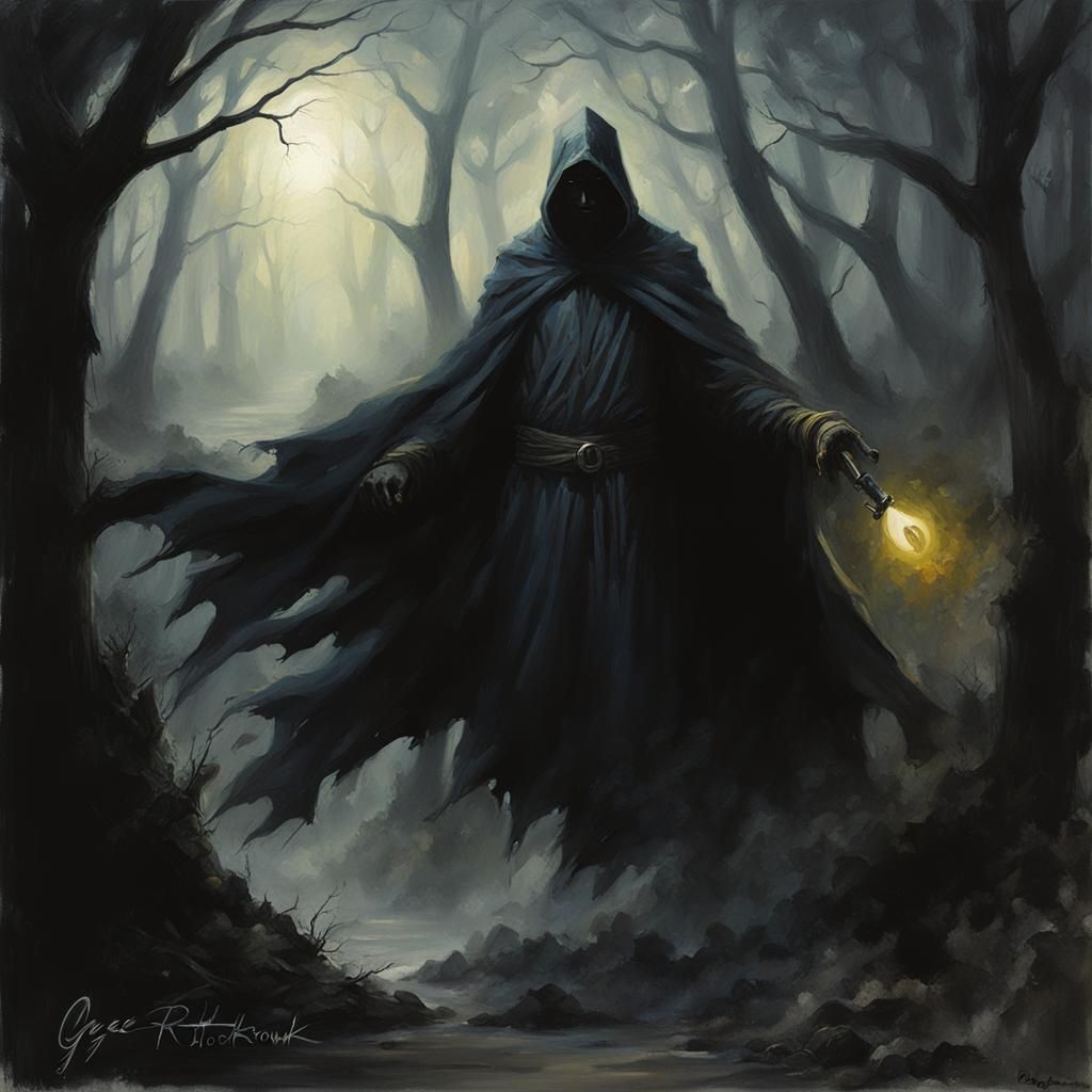 Sinister Mysterious Figure in Dark Fantasy Style